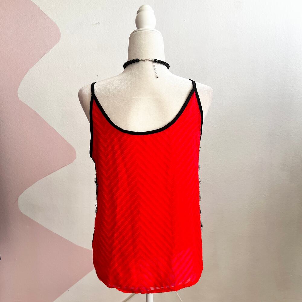 Red Black Lace Tank Top Women’s‎ Large Y2K 2000s Fairy Grunge Mall Goth Emo - Picture 2 of 4